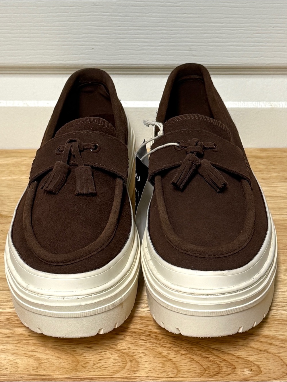 Converse Brown Suede Platform Tassel Loafers - Picture 2 of 7